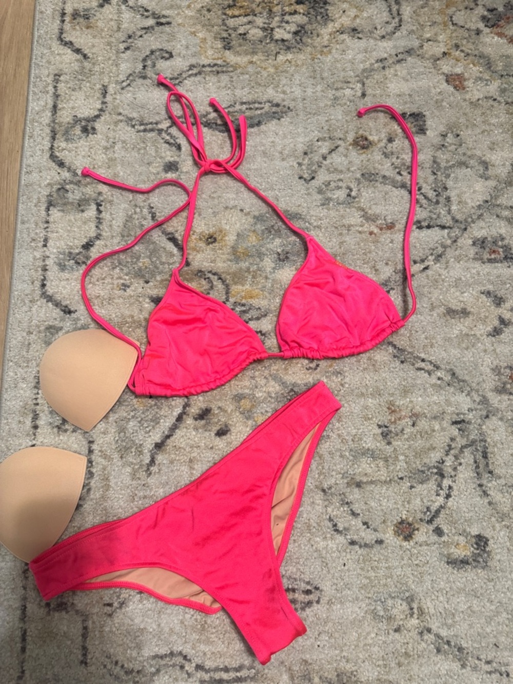 Women’s Pink Triangle Bikini Set - Classic Tie Halter